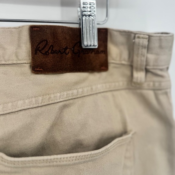 Robert Graham Classic Yates Khaki Stretch Cotton Twill Men Pants Size 38 - Picture 8 of 10